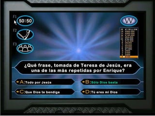 ¿Qué frase, tomada de Teresa de Jesús, era una de las más repetidas por Enrique? Todo por Jesús Sólo Dios basta Que Dios te bendiga Tú eres mi Dios  Sólo Dios basta 