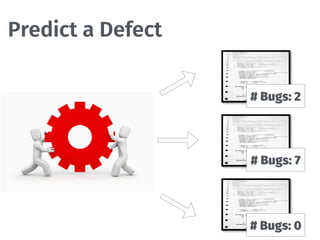 Predict a Defect
# Bugs: 0
# Bugs: 7
# Bugs: 2
 