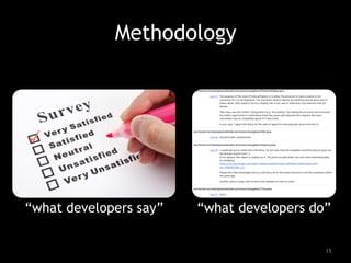 Methodology
15
“what developers say” “what developers do”
 