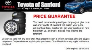 Toyota of Sanford Tire Guarantee Raleigh NC