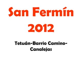 San Fermín
   2012
Tetuán-Barrio Camino-
      Canalejas
 
