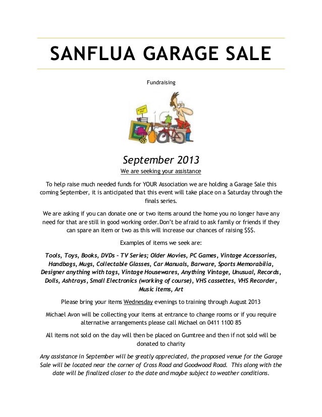 Sanflua Garage Sale 2013