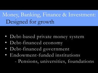 Money, Banking, Finance & Investment:
 Designed for growth
 