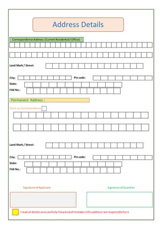 Bank Application Form In Document or Word . | DOCX