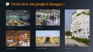 Overview on project Images :
19
Craft room Classroom
Activity Room Amphitheater Side view
 