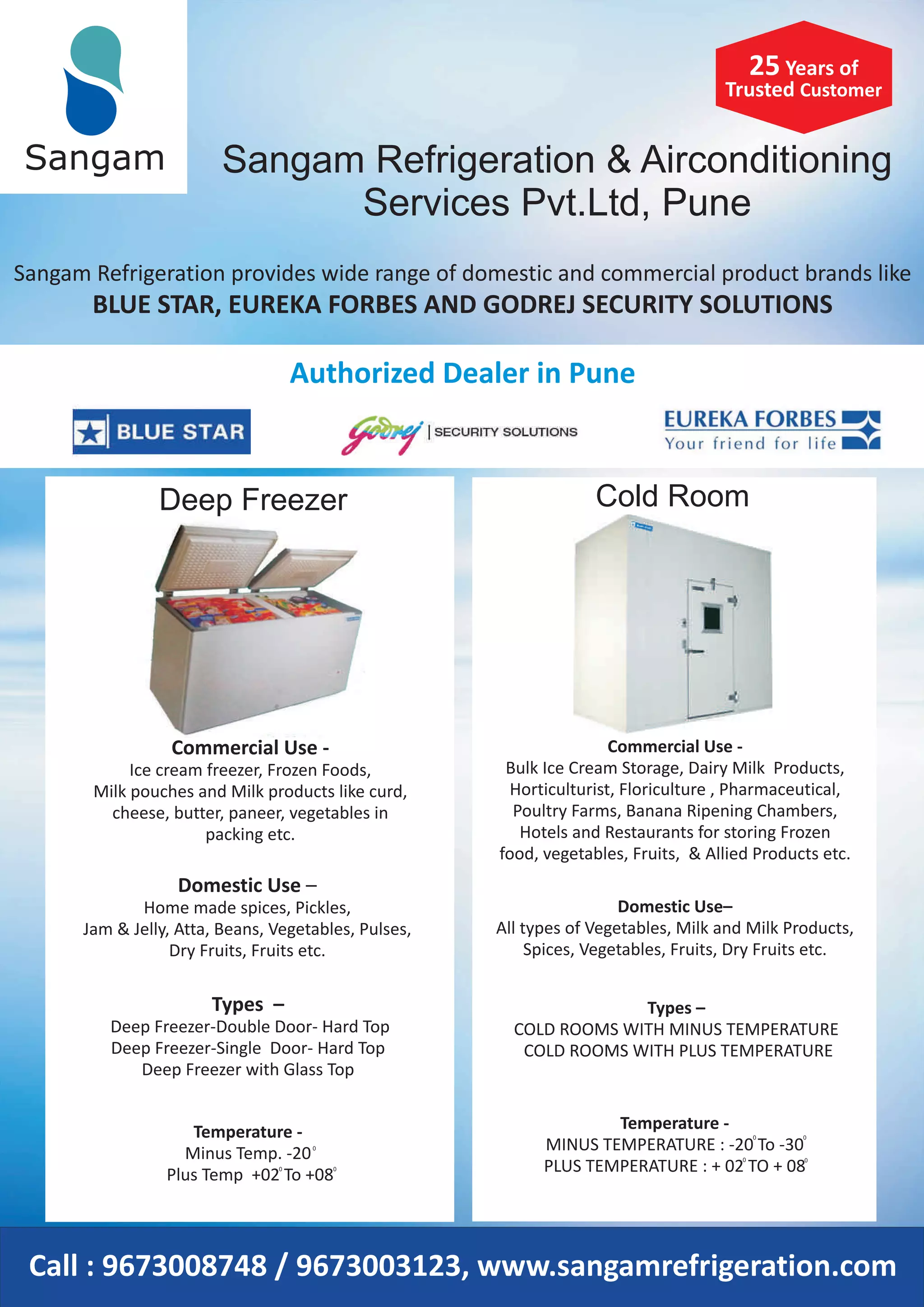 Deep Freezer Dealers in Pune Sangam Refrigeration PDF
