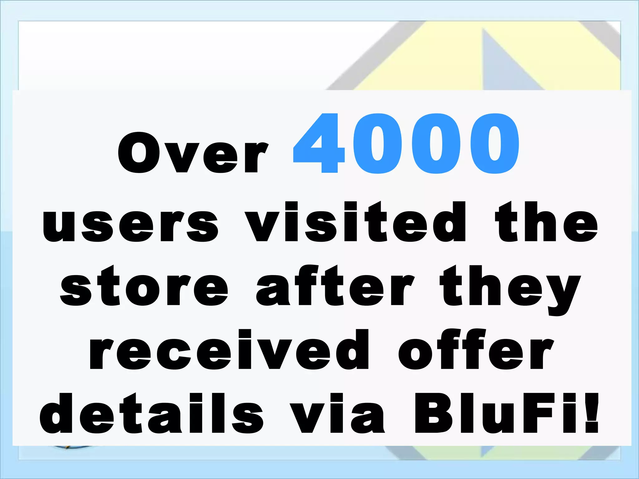 Over 4000
users visited the
 store after they
  received offer
details via BluFi!
 