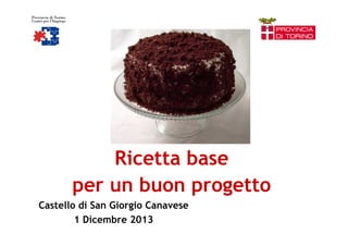 Ricetta base
per un buon progetto
Castello di San Giorgio Canavese
1 Dicembre 2013

 