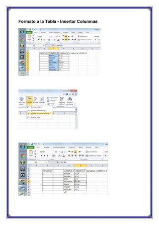 Formato a la Tabla - Insertar Columnas

 