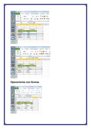 Operaciones con Sumas

 