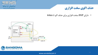 27
www.senatelecom.ir
‫افزاری‬ ‫سخت‬ ‫اکوی‬ ‫حذف‬
•‫دارای‬DSP‫تا‬ ‫اکو‬ ‫حذف‬ ‫برای‬ ‫افزاری‬ ‫سخت‬64ms
 