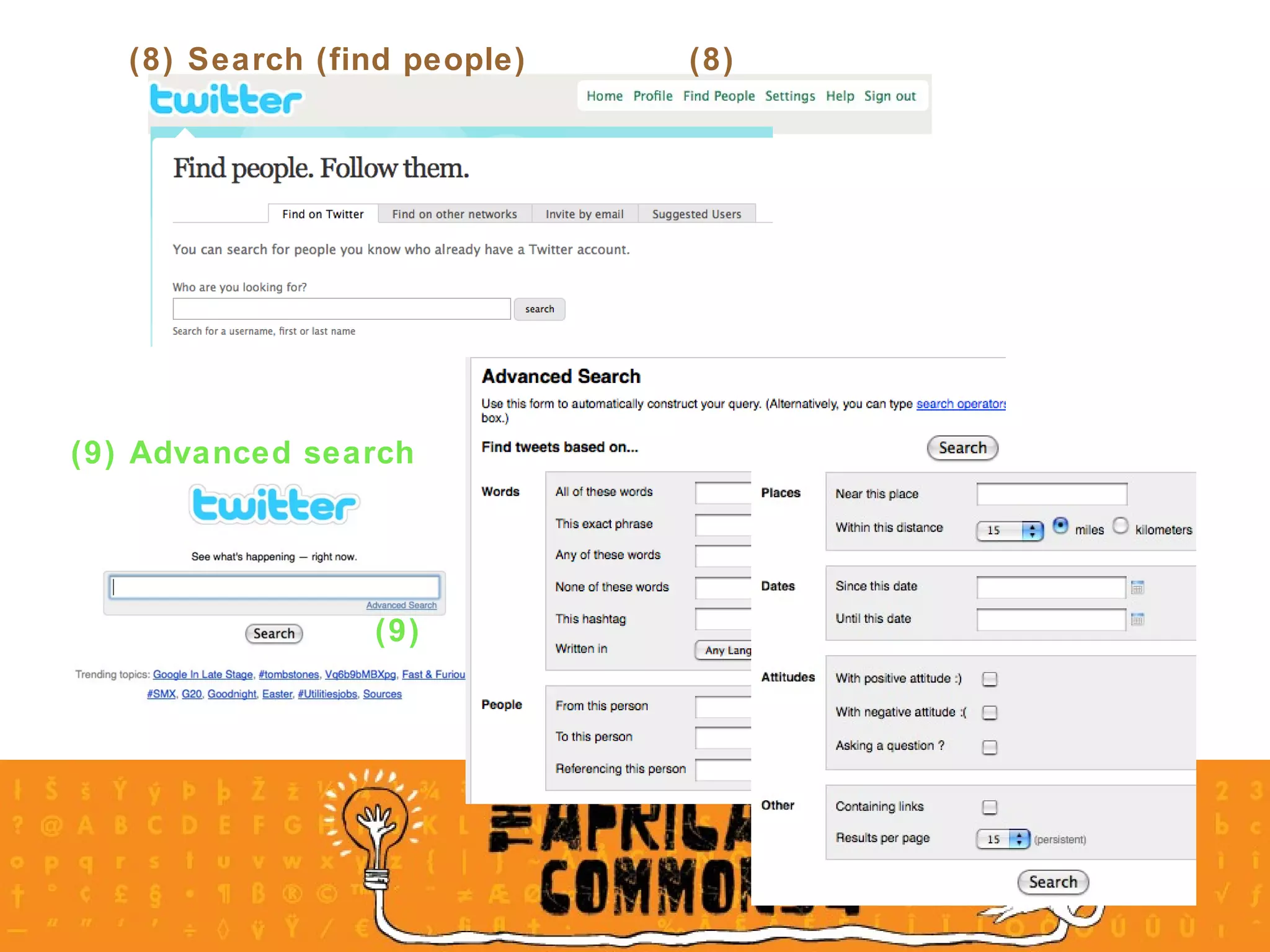 (8) Search (find people) (8) (9) Advanced search  (9) 