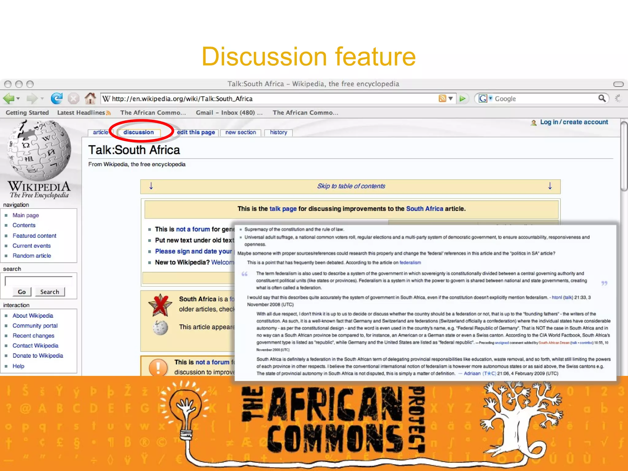 Discussion feature 