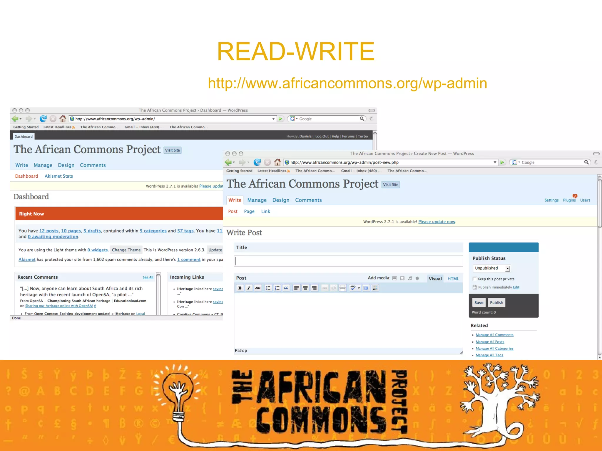 READ-WRITE http://www.africancommons.org/wp-admin 