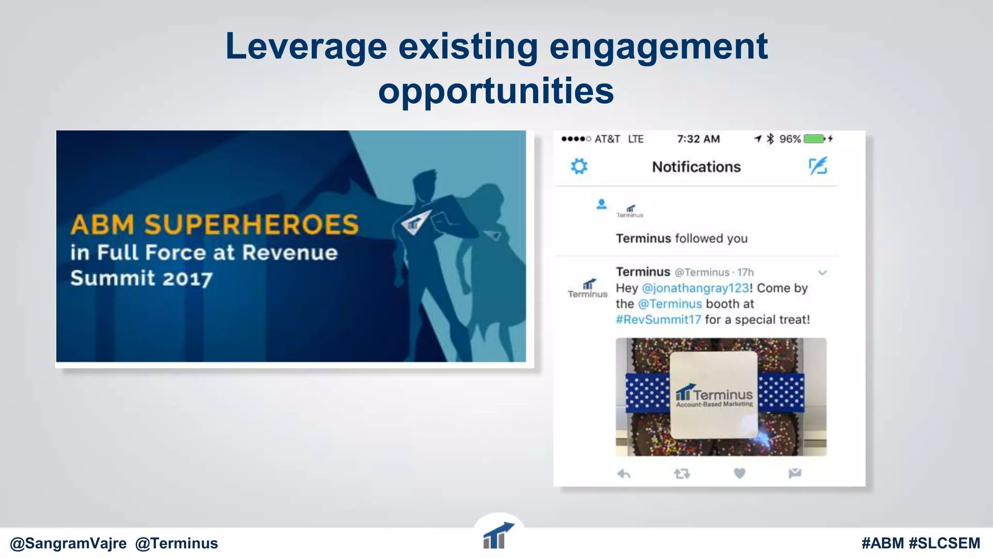 @terminus
Leverage existing engagement
opportunities
#ABM #FlipMyFunnel@SangramVajre @Terminus #ABM #SLCSEM
 
