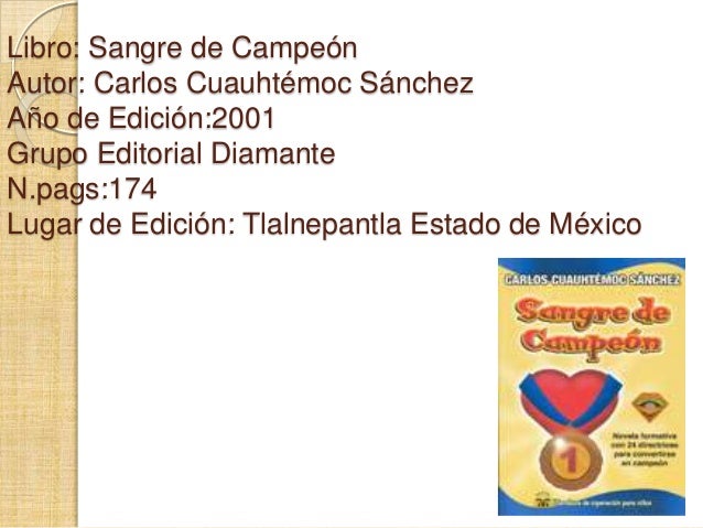 Reporte De Lectura Sangre De Campeon es.slideshare.net