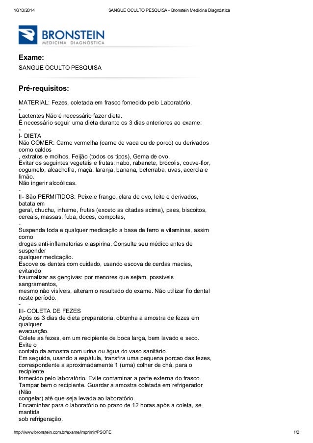 Bronstein resultado de exame de sangue Bronstein resultado de exame de sangue