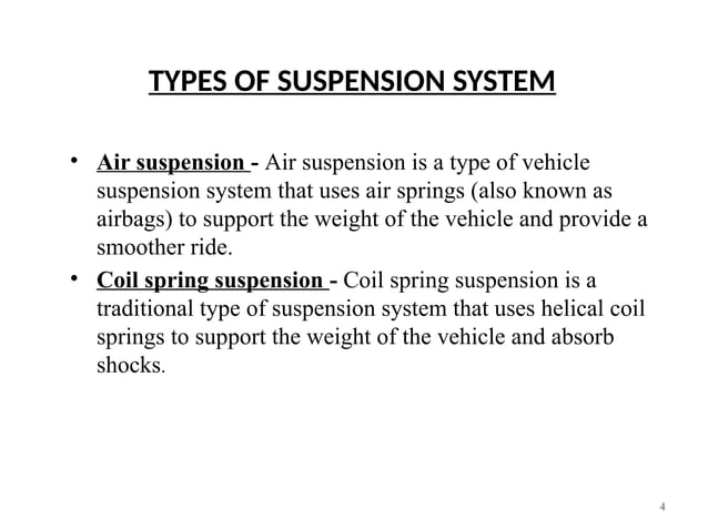 types of air suspension and coil spring siuspension system ppt | PPTX ...