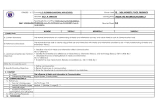Media and Information Literacy Daily Lesson Log | PDF