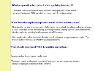 Saniguard Tools Saniguard 7500.Silane Quat Antimicrobial . FAQ | PPTX