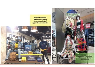Denim Promotion
Mannequin Cluster
for cross selling of
apparels& accessories
Monsoon Promotion
Mannequin cluster
for rainwear
 