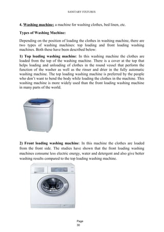 Washing Machine Fixture SANITARY FIXTURES | PPT