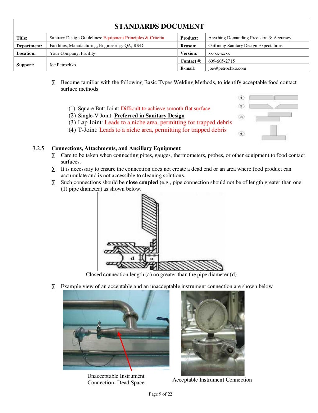 Sanitary Equipment Design Guidelines Part 1 of 2