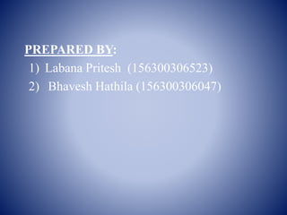 PREPARED BY:
1) Labana Pritesh (156300306523)
2) Bhavesh Hathila (156300306047)
 