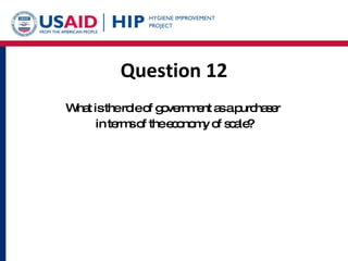 Question 12 What is the role of government as a purchaser  in terms of the economy of scale? 