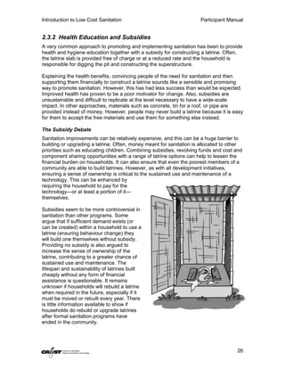 Introduction to Low Cost Sanitation                                       Participant Manual


This approach takes a holis...