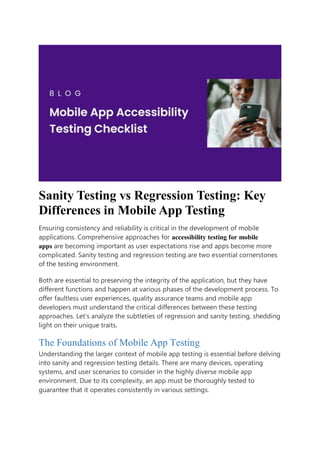 Sanity Testing vs Regression Testing Key Differences in Mobile App ...