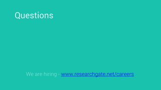 Questions
We are hiring - www.researchgate.net/careers
 
