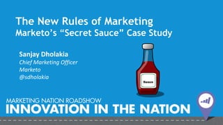 The New Rules of Marketing
Marketo’s “Secret Sauce” Case Study
Sanjay Dholakia
Chief Marketing Officer
Marketo
@sdholakia
 