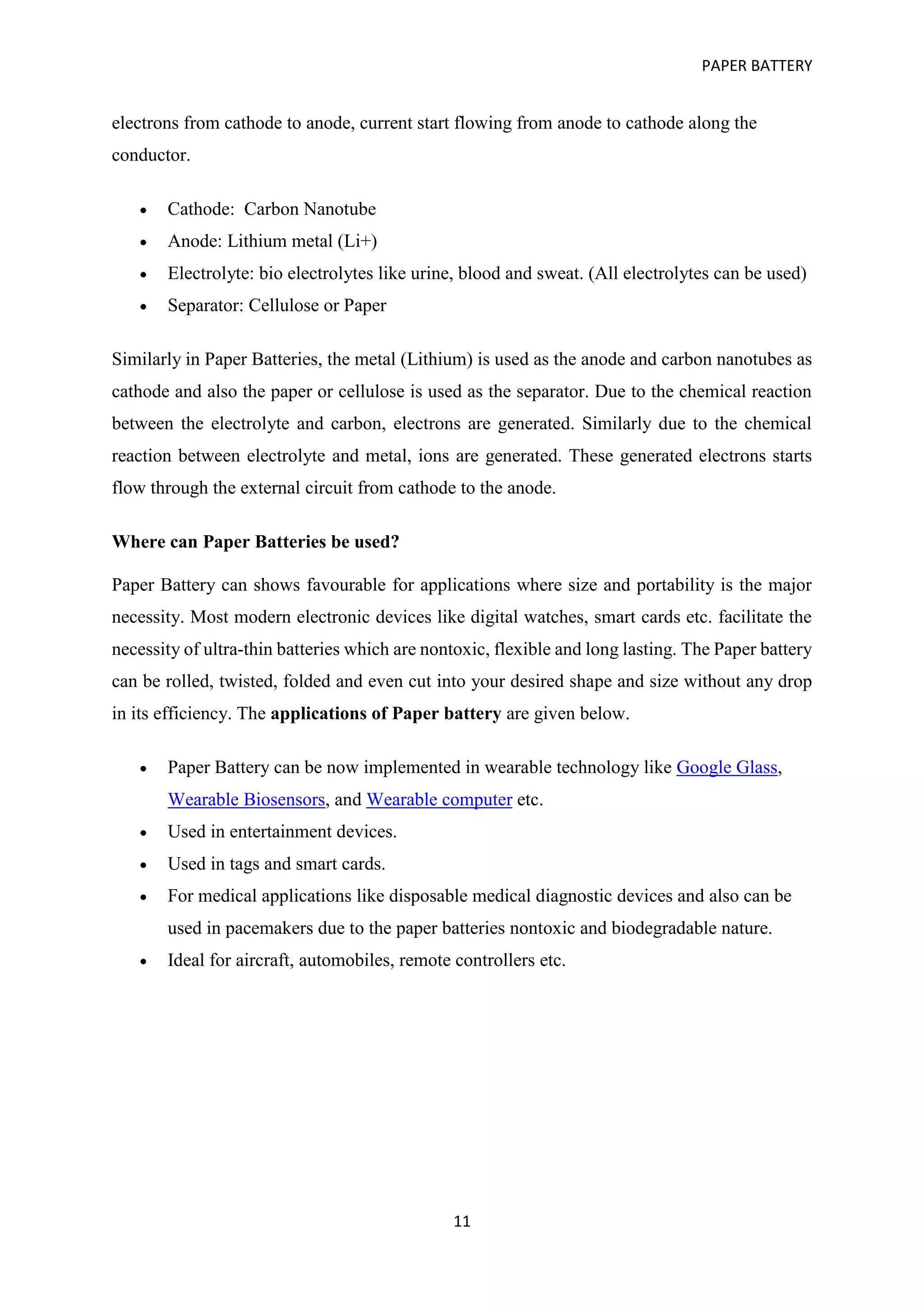paper battery full report | PDF
