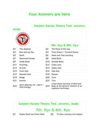 Sanjiv karate your answers are here theory test