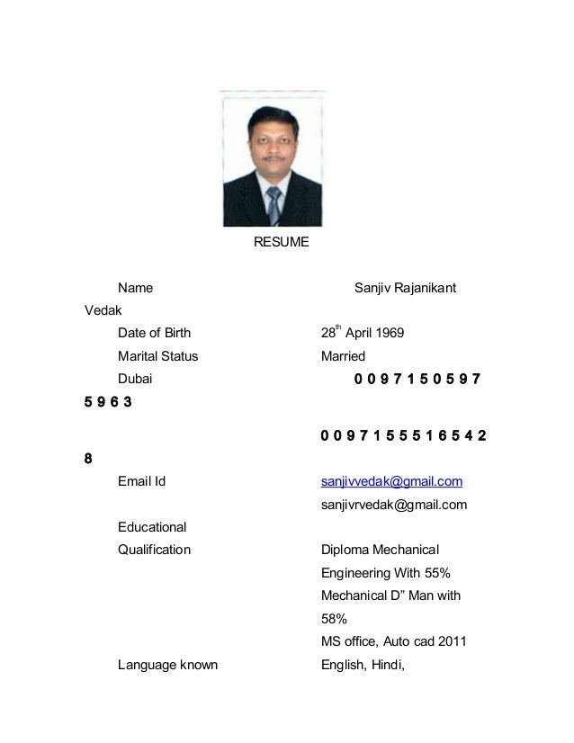 Marital Status In Resume Ulker