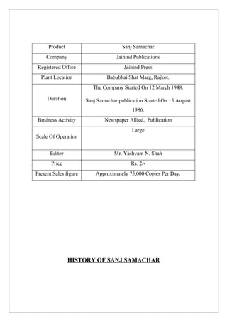 Product                          Sanj Samachar
     Company                        Jaihind Publications
 Registered Office...