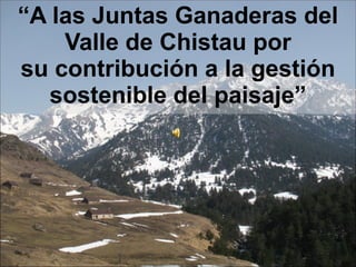 “ A las Juntas Ganaderas del Valle de Chistau por su contribución a la gestión sostenible del paisaje” 