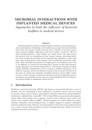 Influence of Biofilm on Medical Devices | PDF