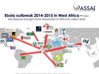 Ebola outbreak 2014-2015 in West Africa – Gov.
led response brought many researchers to Africa to collect data
 