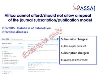 Africa cannot afford/should not allow a repeat
of the journal subscription/publication model
 