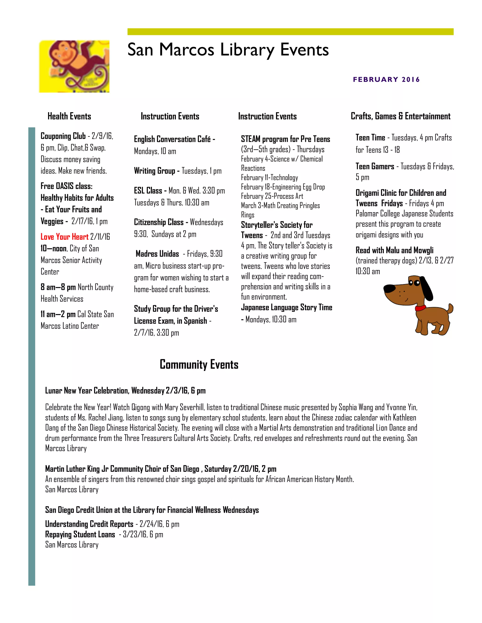 San Marcos Library Events PDF