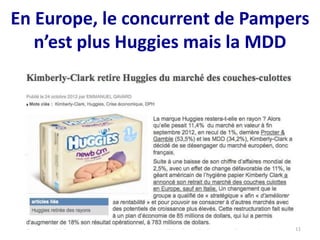 En Europe, le concurrent de Pampers
n’est plus Huggies mais la MDD
11
 