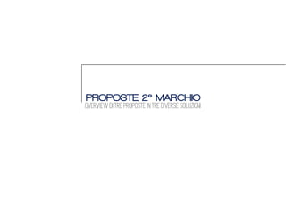PROPOSTE 2° MARCHIO
OVERVIEW DI TRE PROPOSTE IN TRE DIVERSE SOLUZIONI
 