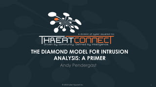 THE DIAMOND MODEL FOR INTRUSION
ANALYSIS: A PRIMER
Andy Pendergast

© 2014 Cyber Squared Inc.

1

 