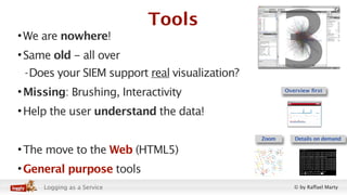 3
                            Tools
• We are nowhere!
• Same old - all over
 - Does your SIEM support real visualization?
...