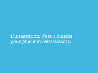 L’intégration, c’est 1 cuisine
pour plusieurs restaurants.
 