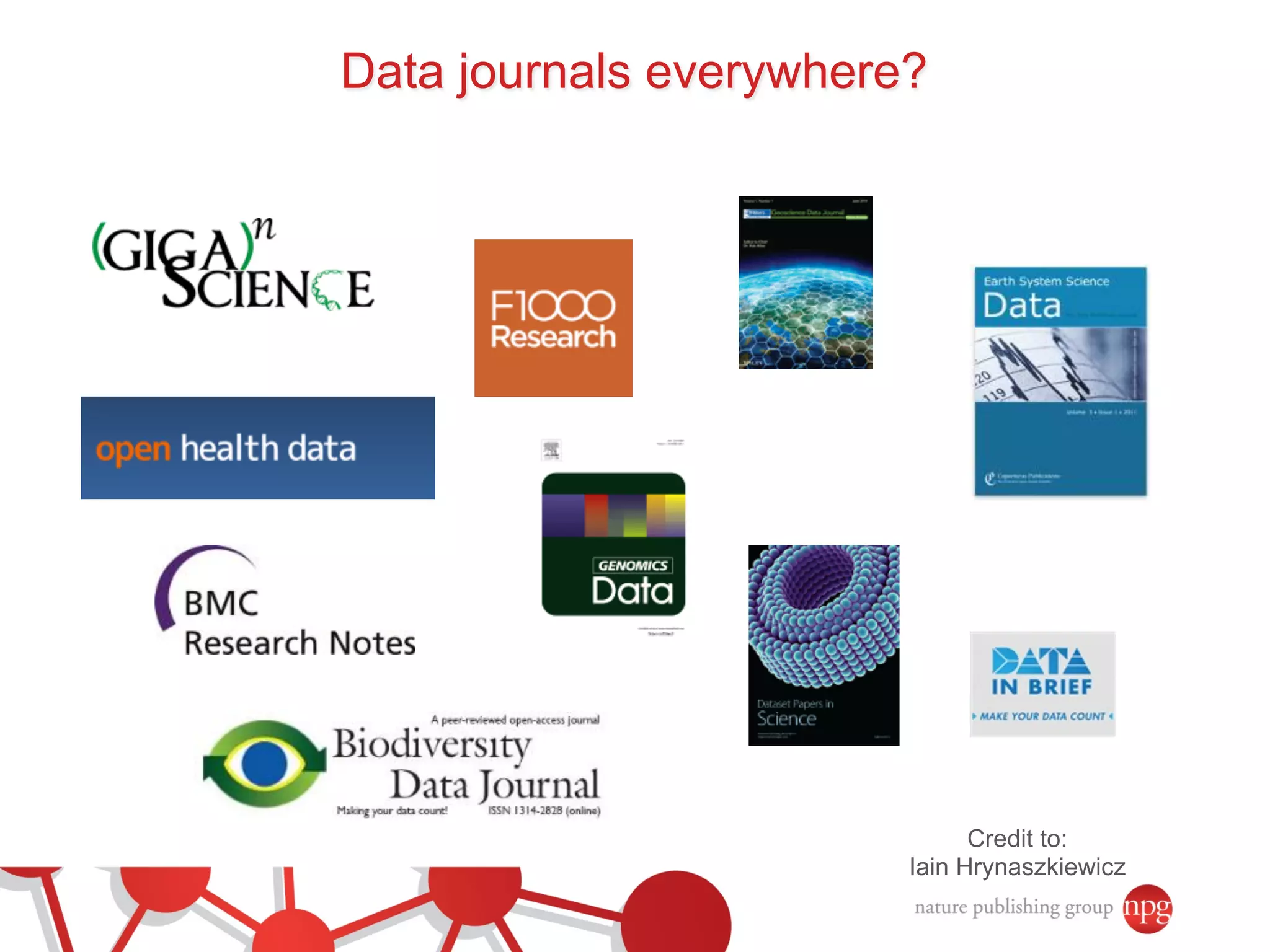 Data journals everywhere? 
Credit to: 
Iain Hrynaszkiewicz 
 