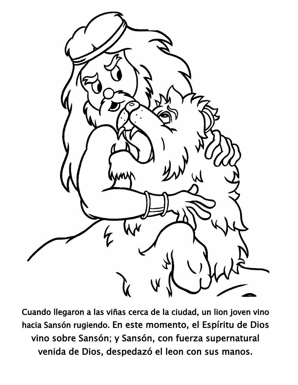 Sanson mata un leon con sus manos