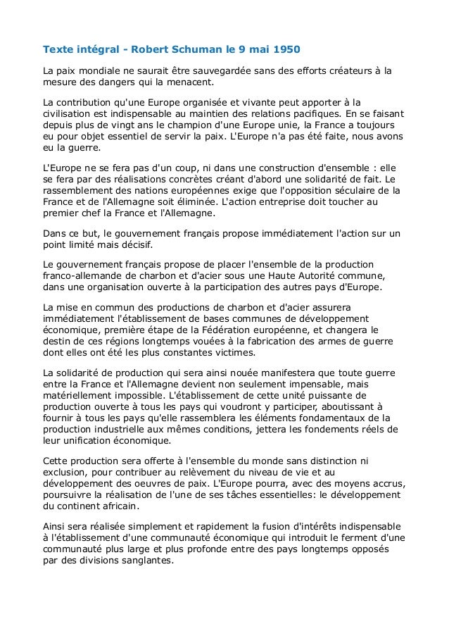 Discours de Création de la CECA  Robert Schuman fondation